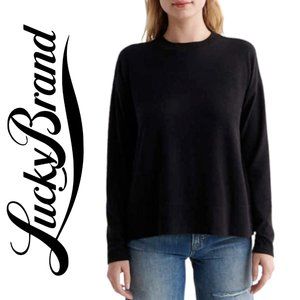 Lucky Brand Womens XXL Soft Cloud Jersey Wrinkle Free BLACK Sweater Top